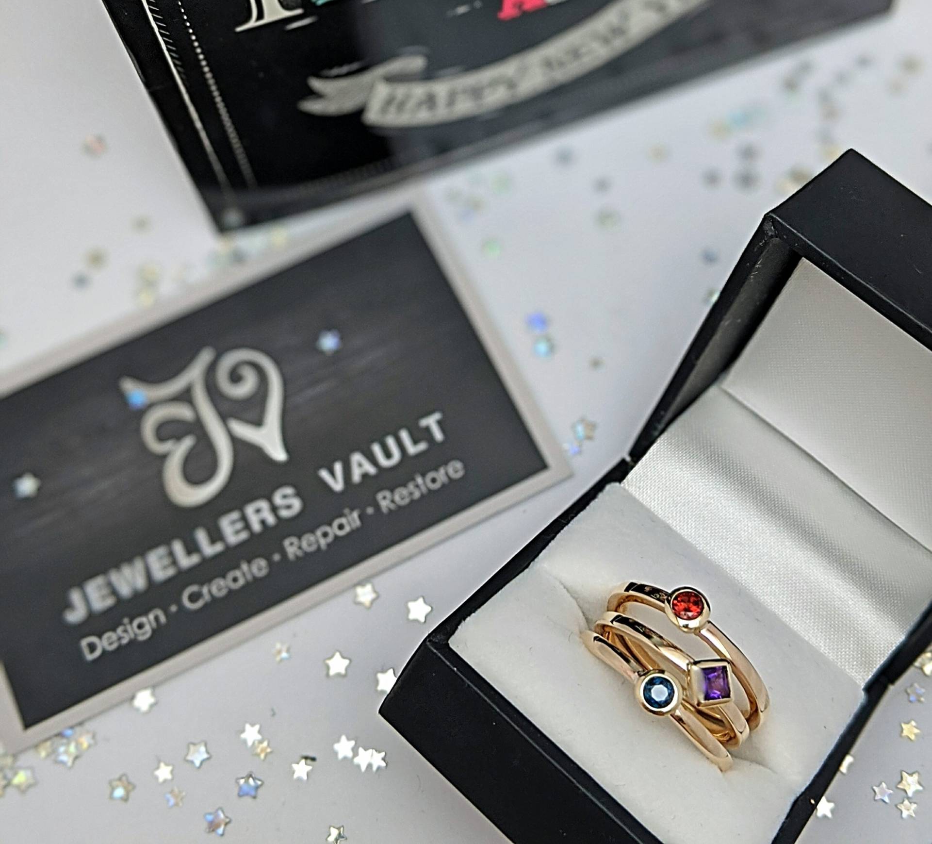 birthstone ring amethyst garnet sapphire handmade custom made