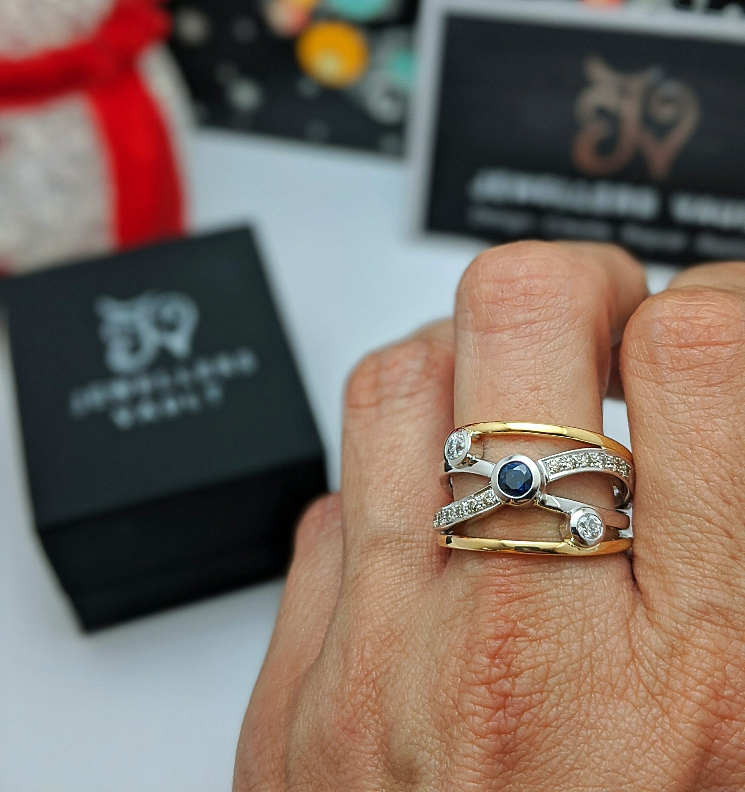 sapphire and diamond handmade ring