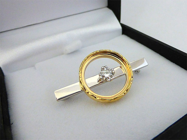 diamond anniversary brooch made from old gold